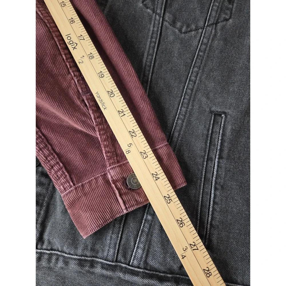 Levi Jacket Mens Large Black Maroon Corduroy Jean Denim Trucker Classic
